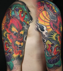 Tattoo Arm Drache Asia