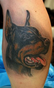 Tattoo Dobermann Hund Portrait
