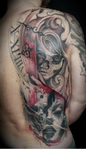 Tattoo Zombie Skelett Frau Totenkopf