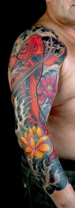 Tattoo Arm Koi Asia Blumen