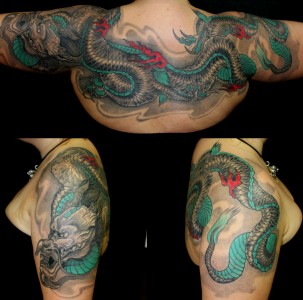 Tattoo Asia Drache Dragon Arme Ruecken