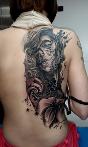 Tattoo Zombie Skelett Frau